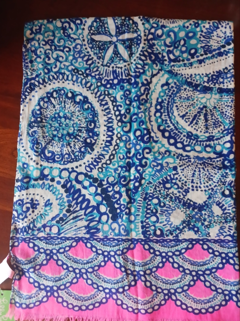 Lilly Pulitzer 100% Cotton Resort Scarf "Resort White Midnight Blues" NWT